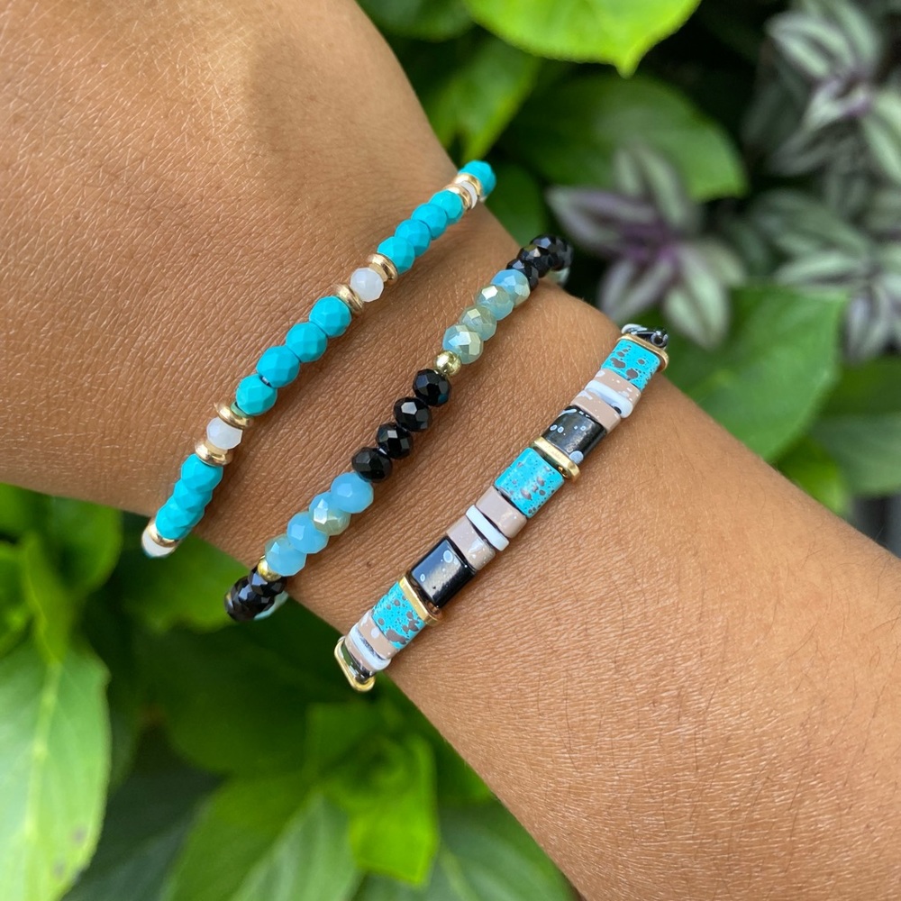 3 piece stackable bracelet, women’s bracelet set, small bead bracelet